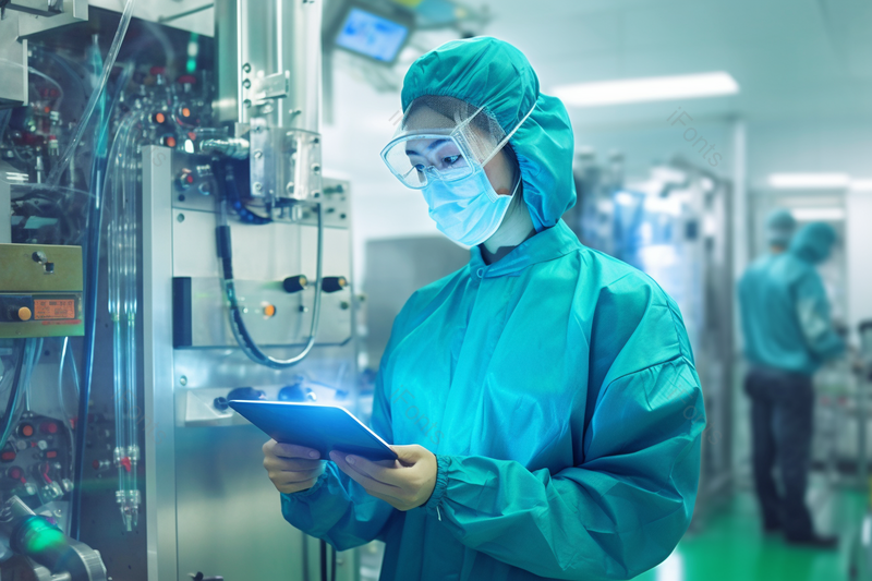 化工厂产品质量检测工人穿防疫物资戴口罩摄影图,高清,摄影图,摄影图片,图片大全,摄影图免费下载